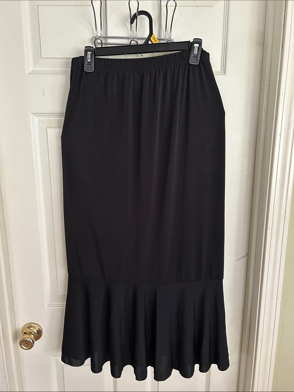 Women's Black Midi Skirt with Ruffle Hem
